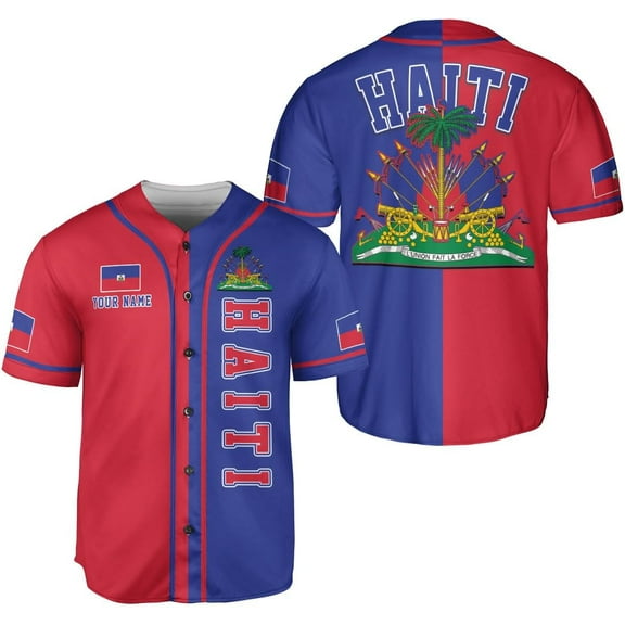 Mostprints Personalized Name Haiti Baseball Jersey, Customized Haitian Baseball Jerseys for Men Women Haitian Flag Shirt 3D (4XL)