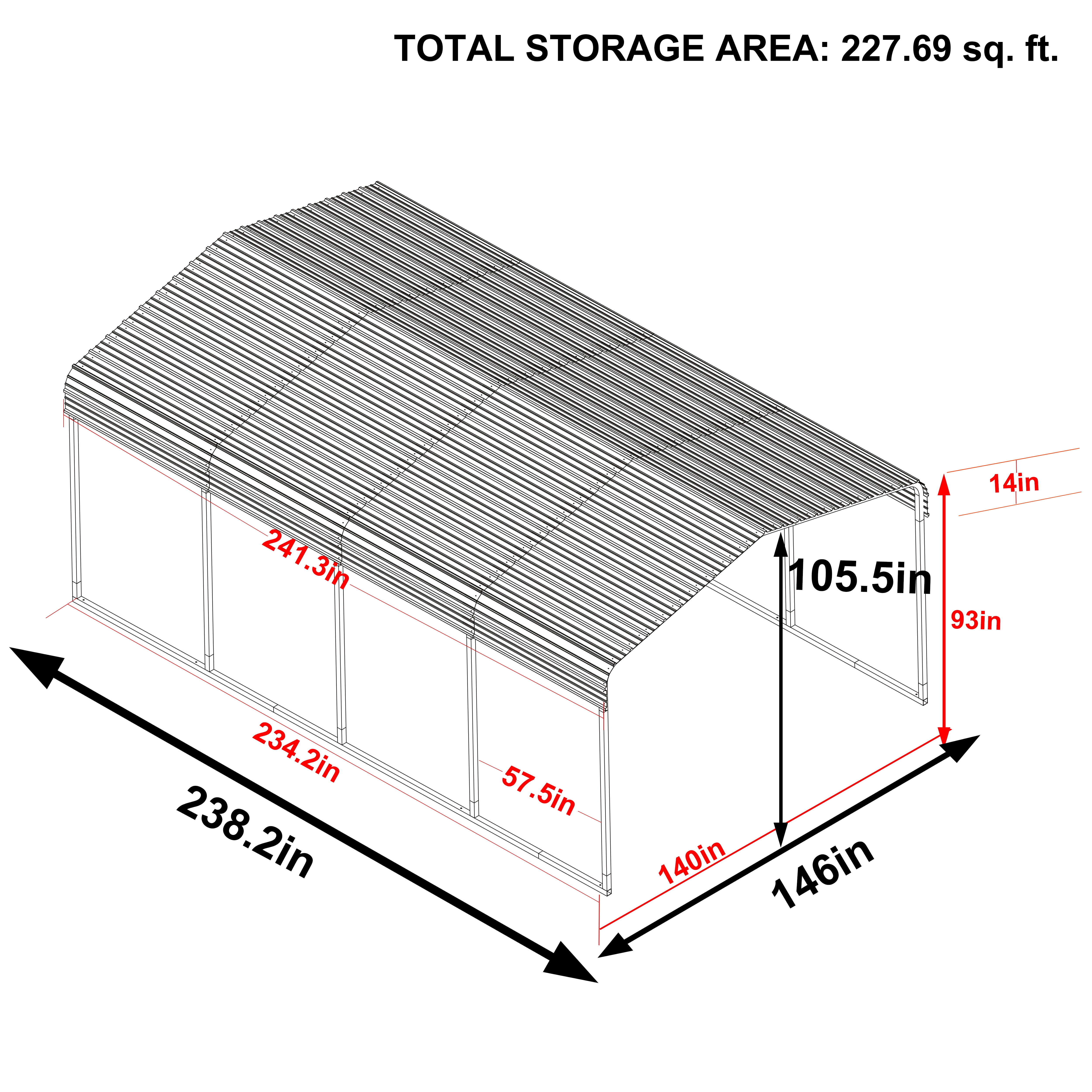 VEIKOUS 20' x 12' Outdoor Heavy-Duty Metal Carport - Weatherproof Roofing, Rust-Resistant Frame, Easy Installation