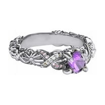 AFFY Purple,Pink and White Cubic Zirconia Disney Rapunzel Princess Ring In 14k White Gold Over Sterling Silver