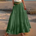 thumbnail image 2 of Women's Skirts Boho Elastic Waist A-Line Maxi Skirts Summer Swing Long Skirt with Pockets For Beach Vacation, 2 of 5