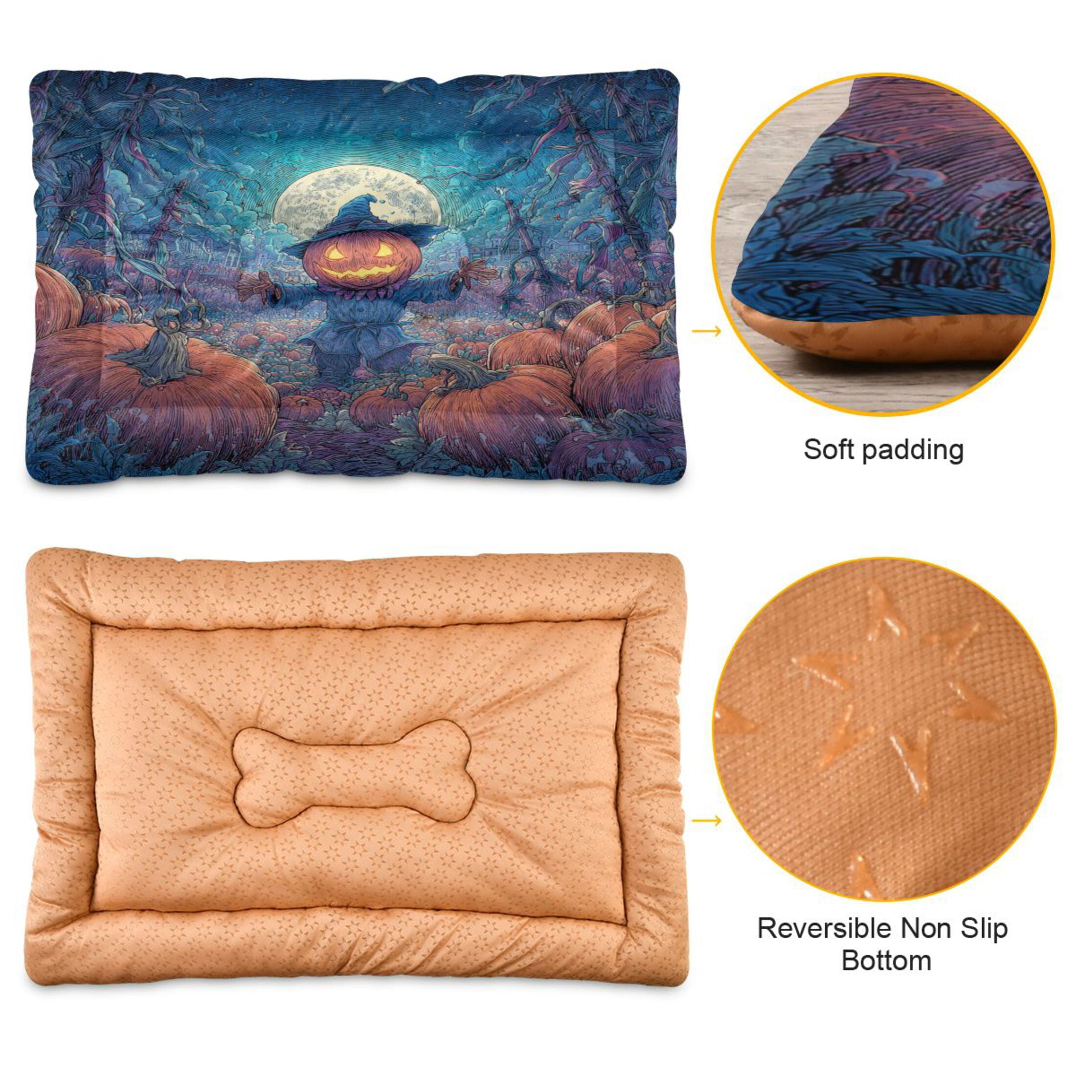 Qxltty Mischievous Pumpkin Ped Pad Wear-resistant and Hard to Bite Through Sleeping Pad for Small Medium Large Dogs Winter Pet Bed 36×24in
