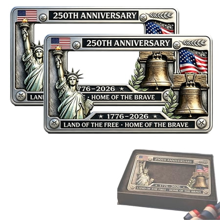 250th Anniversary License Plate Frame 4th of July Decoration Metal License Plate Holder Patriotic Commemorative Car Plate Frame Aluminum License Plate Frame Fits Standard 2 Pack
