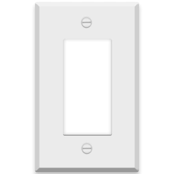 1-Gang White Metal Rocker Switch Cover Standard Size Wall Plate for GFCI, Dimmer, or Decorator Outlets Painted Finish Corrosion Resistant Unbreakable Metal Construction