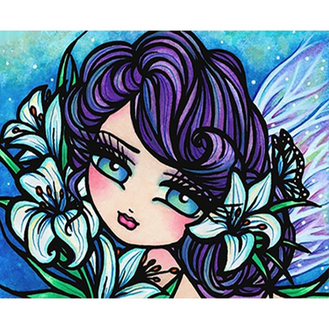(A8440) Serie Dibujos Animados Niña Elfa Llena Diamantes Resina 50*40CM