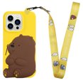 thumbnail image 1 of For Iphone 14 Pro Max Silicone Wallet Phone Case With Lanyard(Yellow Bear),iPhone 16 Pro Max, 1 of 5