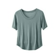 thumbnail image 2 of iHengLiXing Plus Size Spring Tops for Womens Dressy Casual Women's Fashionable Casual Loose Solid Color Short Sleeved T-shirt Top Short Sleeved Blue XXL, 2 of 5