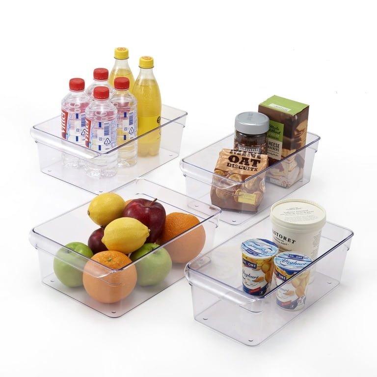 Mainstays Clear Plastic Fridge Organization Bin 8-Pack Set, Various Sizes 