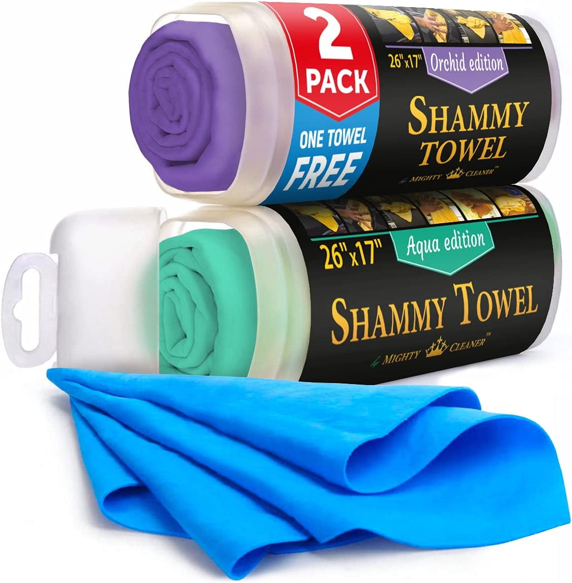 Premium Chamois Cloth for Car 2pack + 1 Bonus Car Shammy Towel 26”x17” Super Absorbent