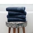 thumbnail image 3 of Noble Linens 4 Piece Farmhouse Cotton Bath Towel Set, Navy Blue, 3 of 12