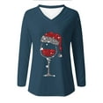 thumbnail image 4 of Kaemgyyd Christmas Shirts for Women Christmas Cute Print Long Sleeve V Neck Tops Casual Loose Pajama Tee Comfy Fall Clothing, 4 of 5