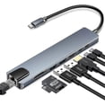 thumbnail image 1 of 8 In 1 Type-c Hub To Usb 3.0 Usb-c Hdmi Lan Rj45 Sd Tf Adapter For Macbook Laptop, 1 of 4
