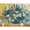 thumbnail image 2 of Paleta, Anna 32x26 Gold Ornate Wood Framed with Double Matting Museum Art Print Titled - Vase with cornflowers, 2 of 4