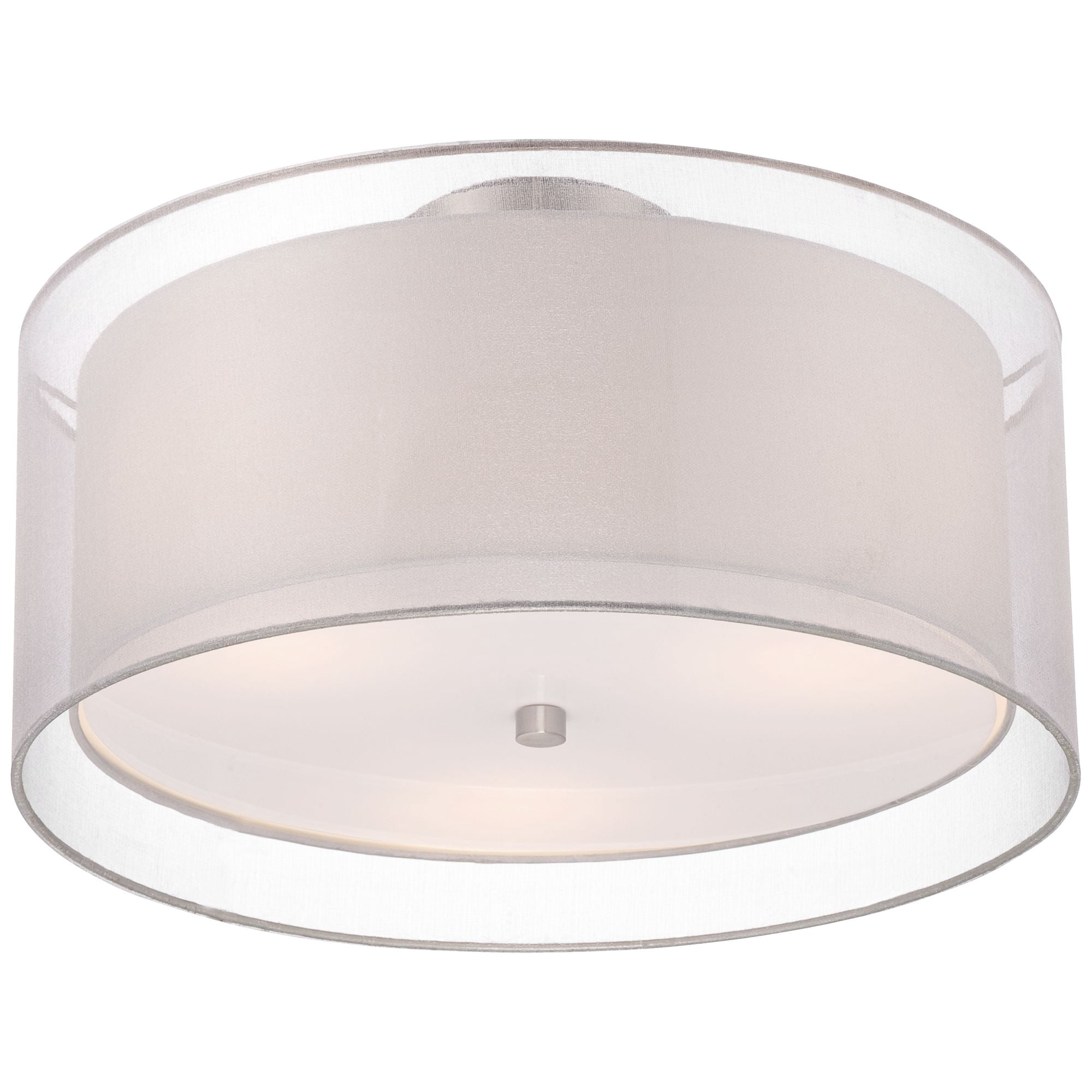 Possini Euro Design Ceiling Light Flush Mount Fixture Polished Nickel Double Drum 18" Wide for Bedroom Kitchen