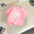 thumbnail image 3 of Bonita camiseta de manga corta con cuello redondo y diseño de perro de orejas grandes con arcoíris de Sanrio para verano para niños y niñas, 3 of 5