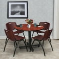 thumbnail image 4 of Kobe 36in. Round Breakroom Table- Cherry & 4 'M' Stack Chairs- Burgundy, 4 of 8