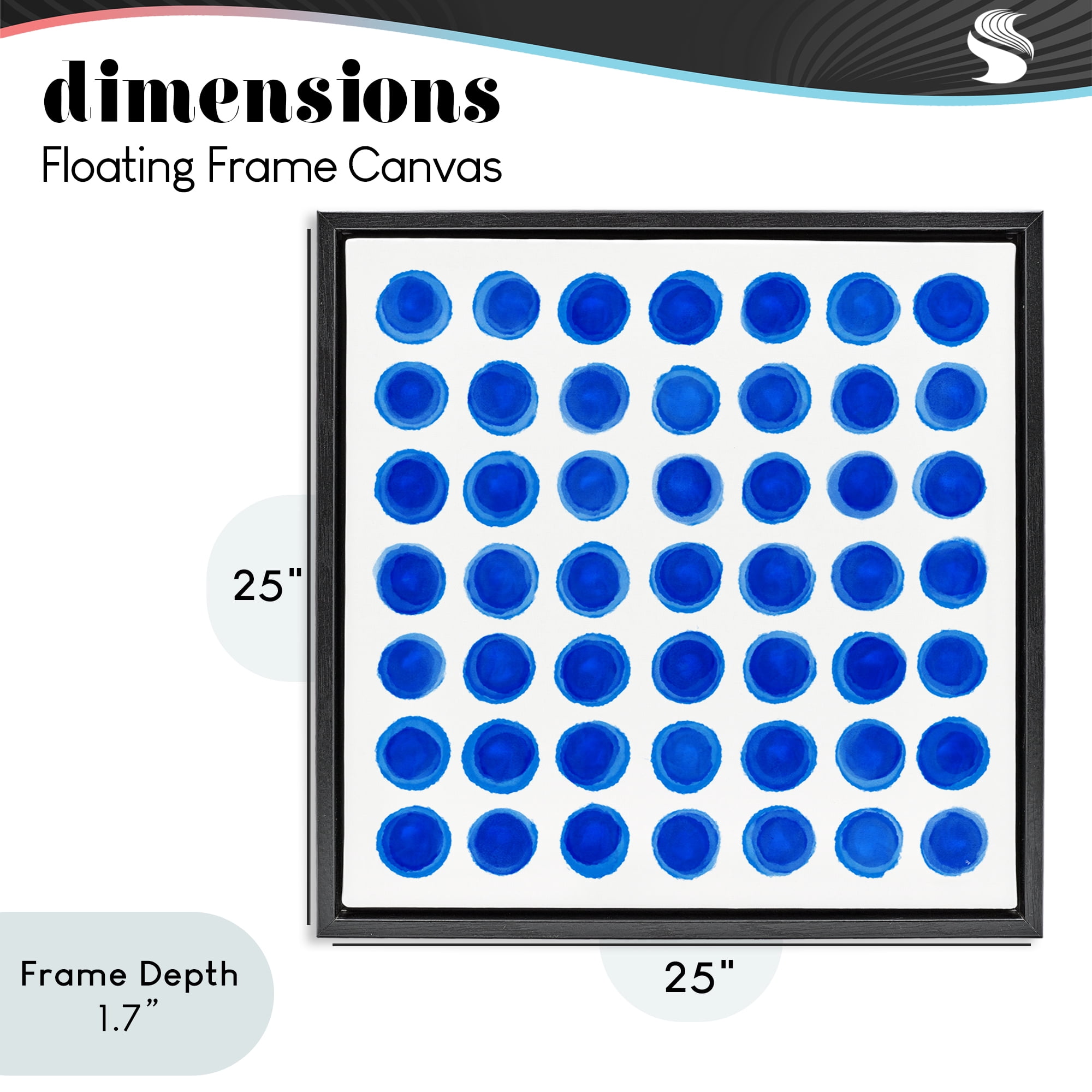 Stupell Industries Blue Dots Uniform Pattern Black Framed Floater Canvas Wall Art, design by Martina Pavlova