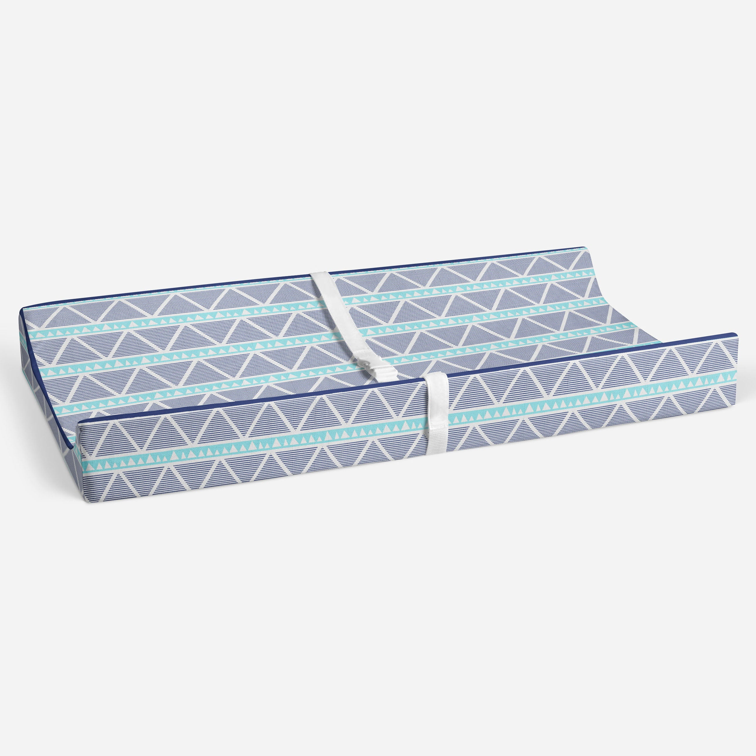 Bacati - Large Triangles Aqua Navy Quilted Muslin Changing Pad Cover