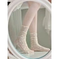 thumbnail image 5 of Lolita Sweet White Pile Socks Women Mesh Fishnet Thin Nylon Silk Retro Flower Lace Socks Ladies Hollow Transparent Crew Socks, 5 of 7