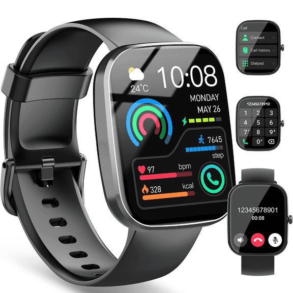 Smart Watch for Men Women, 2026 New 1.91" HD Smartwatch Fits for Android iPhone, Fitness Tracker with Bluetooth Answer/Make Calls/120 Sports Modes/IP68 Waterproof/Sleep/Pedometer, perfect gift Black