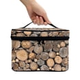 thumbnail image 3 of HELLHERO Wooden Log Stack Double Zipper Cosmetic Bag with Brush Slots for Girls Desktop Neatness Beauty Brush Holder Storage Pockets, 3 of 6
