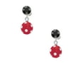 thumbnail image 2 of Delight Jewelry Silvertone 3-D Frosted Red Resin Ornament with Crystals Black Crystal Clip on Earrings, 2 of 5