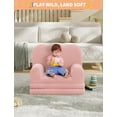 thumbnail image 7 of Sofa, 2-in-1 Comfy Toddler Sofa Fold Out, Convertible Sofa to Lounger Foam Chair with Soft Sherpa, Gift for Girls and Boys (Pink), 7 of 7
