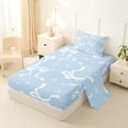 thumbnail image 2 of Manfei White Bow Light Blue Love Heart Twin Sheet Sets for Boys Girls, Cute Ribbon Bedding, 3pcs, 2 of 5