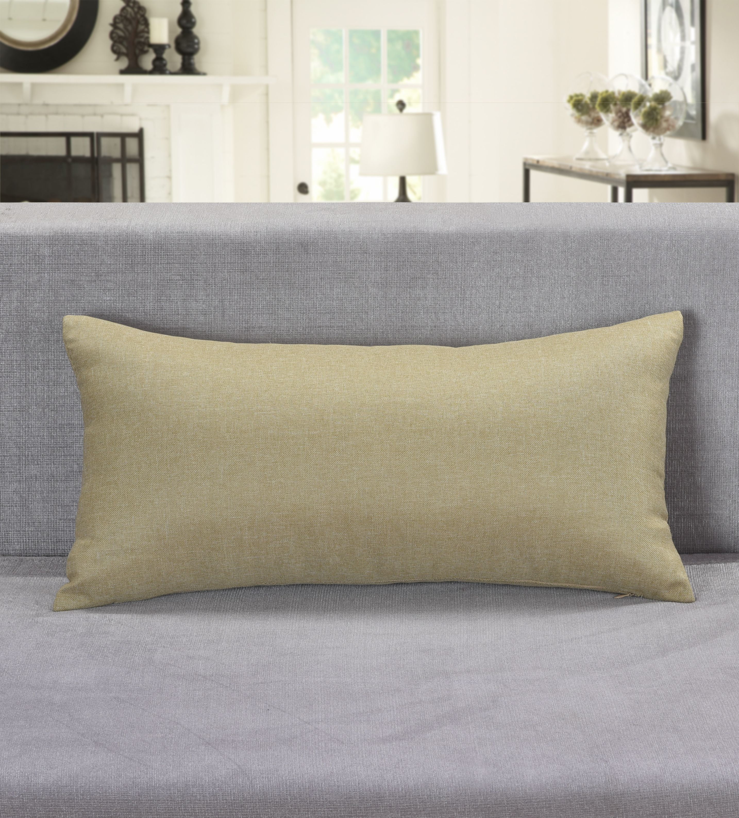 Aiking Home Breathable Solid Faux Linen Lumbar Throw Pillow Case for