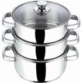 thumbnail image 4 of Vinod Stainless Steel 3-Tier Steamer with Glass Lid and Riveted Handles Ideal for Momo, Modak and More Induction and Gas Compatible 7.8 in 2-Year Silver, 4 of 9