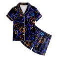 thumbnail image 4 of NIEWTR Pumpkin Ghost Pajamas For Girl Boy Halloween Short Sleeve Shorts Silk Pj Sets Kids Halloween Lounge Sleepwear, 4 of 5