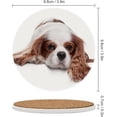 thumbnail image 3 of Round Drink Coasters, 1 Pcs Sad Spaniel Lying on White Absorbent Ceramic Coaster with Cork Base for Coffee Cups Housewarming Gift for Home Decor, 3 of 6