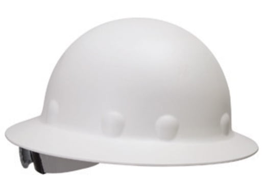 White Honeywell P1ARW01A000 Fibre Metal P1 Roughneck Full Brim Injection Molded Fiberglass Hard Hat with Ratchet Suspension