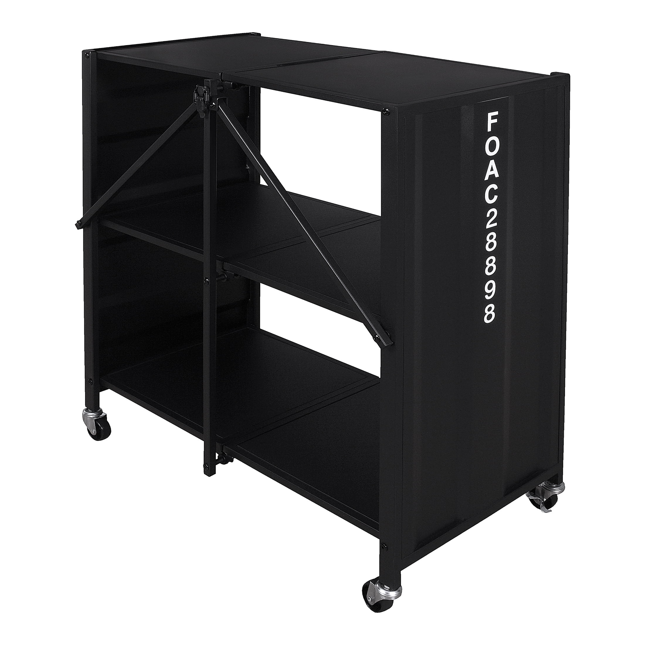Furniture of America Maxima Metal Folding Bookcase with Wheels, Black