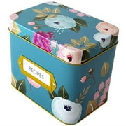 Recipe Box With 24 Cards and 12 Dividers by Polite Society Blue Tin