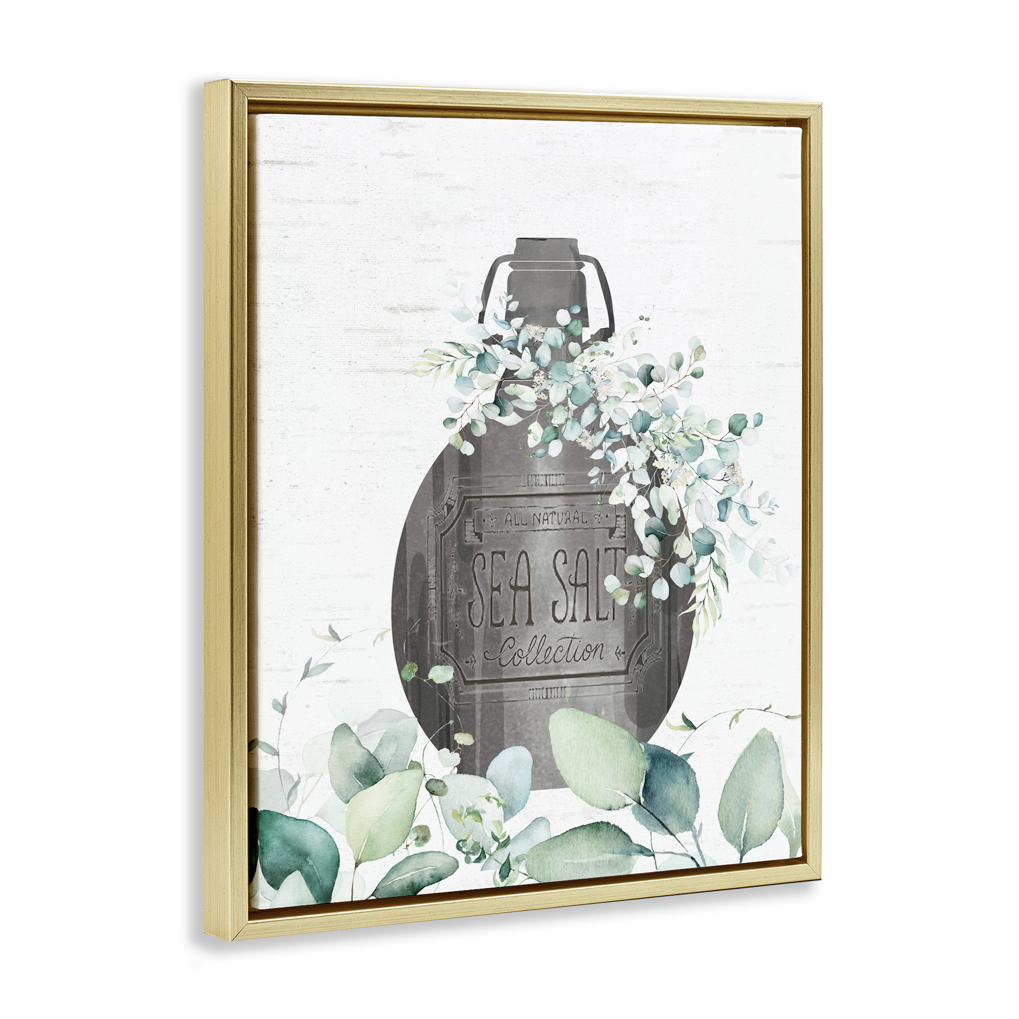 Sea Salt Collection Bottle Gold Framed Floater Canvas Wall Art, design by Lettered and Lined