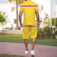 thumbnail image 5 of Cathalem Mens Short Sets 2 Piece Button Front Blouse Shirt and Drawstring Waist Shorts Set Beach Outfits,Yellow XL, 5 of 5