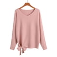 thumbnail image 2 of GBSYEWXS Women Sweater Boat Neck Long Sleeve Pullover Stretch Solid Color Sweater Base Pink, 2 of 3