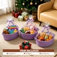 thumbnail image 3 of Lumikrypt 3 Pack Woven Basket with Gift Bags and Ribbons, 12" x 8" x 5" Empty Gift Basket with Handles, Small Rope Basket for Storage, Purple, 3 of 7