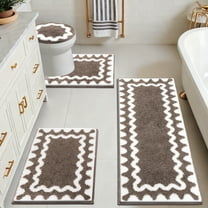 Findosom 4-Piece Bathroom Rugs Set,Non Slip Absorbent Bath Mat,Machine Washable Microfiber Quick Dry Bath Rug for Bathroom Bedroom Kitchen Shower Tub,Brown