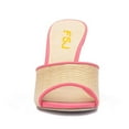 thumbnail image 2 of FSJ Women Open Toe Woven Wide Strap Slide Sandals Slip on High Spool Heel Mules Backless Shopping Daily Dressy Shoes Size 14 Pink, 2 of 4