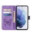 thumbnail image 6 of SaniMore Case for Samsung Galaxy S24 Plus, PU Leather Skin with Luxury Embossed Butterfly [Wrist Strap & Card Slots & Flip Kickstand] ull-body Shockproof Business Wallet Cover, Lightpurple, 6 of 10