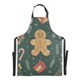 thumbnail image 6 of Yayeee Chief Kitchen Apron with Pockets for Cooking Water Resistant Unisex Adjustable Neck Strap, Brown Christmas Gingerbread, 6 of 7