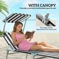 thumbnail image 5 of Outsunny Outdoor Lounge Chair, Adjustable Folding Chaise Lounge, Tanning Chair with Sun Shade for Beach, Camping, Hiking, Backyard, Black and White, 5 of 9