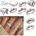 thumbnail image 4 of Yazoeia Zircon Rings Adjustable Open Rings Engagement Rings Y2K Adjustable Rings Alloy Material Aesthetic Jewelry for Woman CJC912-120152, 4 of 9