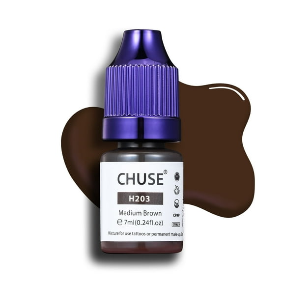 CHUSE Permanent Makeup Ink PMU Hybrid Liquid Eyebrow Pigments 0.24oz/7ml (H203 Medium Brown)