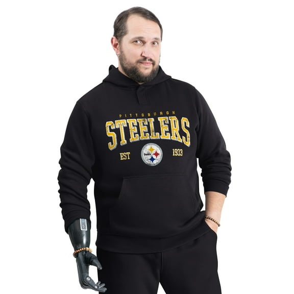 Men's G-III Sports by Carl Banks Black Pittsburgh Steelers Adaptive Team Spirit Graphic Fleece Pullover Hoodie