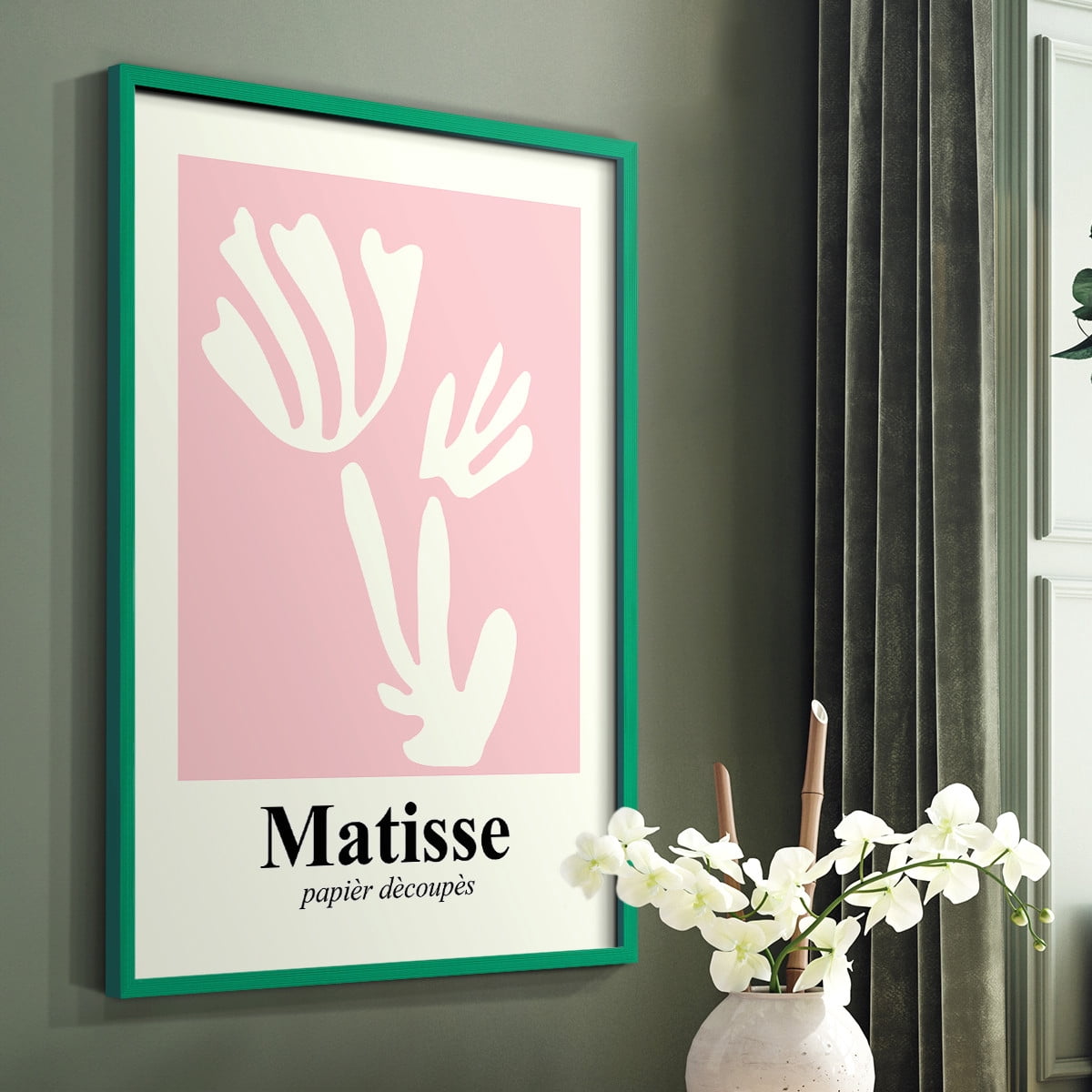 Matisse CCCLIV in Green Solid Wood 16 x 20 Framed Print
