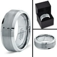 thumbnail image 4 of Tungsten Semicolon Punctuation Mark Symbol Band Ring 8mm Men Women Comfort Fit Gray Step Bevel Edge Brushed Polished, 4 of 4