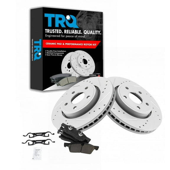 TRQ Front Performance Brake Pad & Rotor Kit Brake Pads Brake Rotors Set Ceramic Fits Select 2011-2016 Dodge Durango Jeep Grand Cherokee