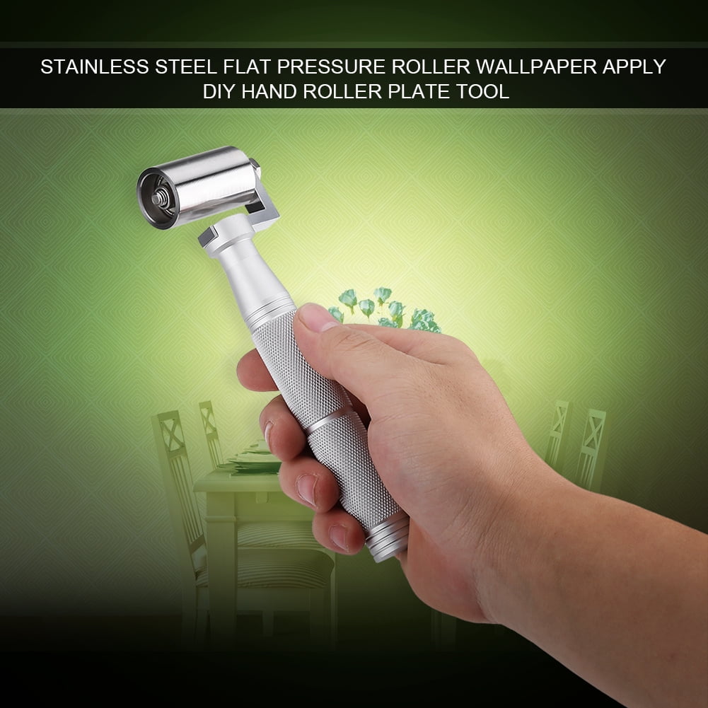 40mm Stainless Steel Flat Pressure Roller Wallpaper Apply DIY Hand Roller Plate Tool. Pressure Roller